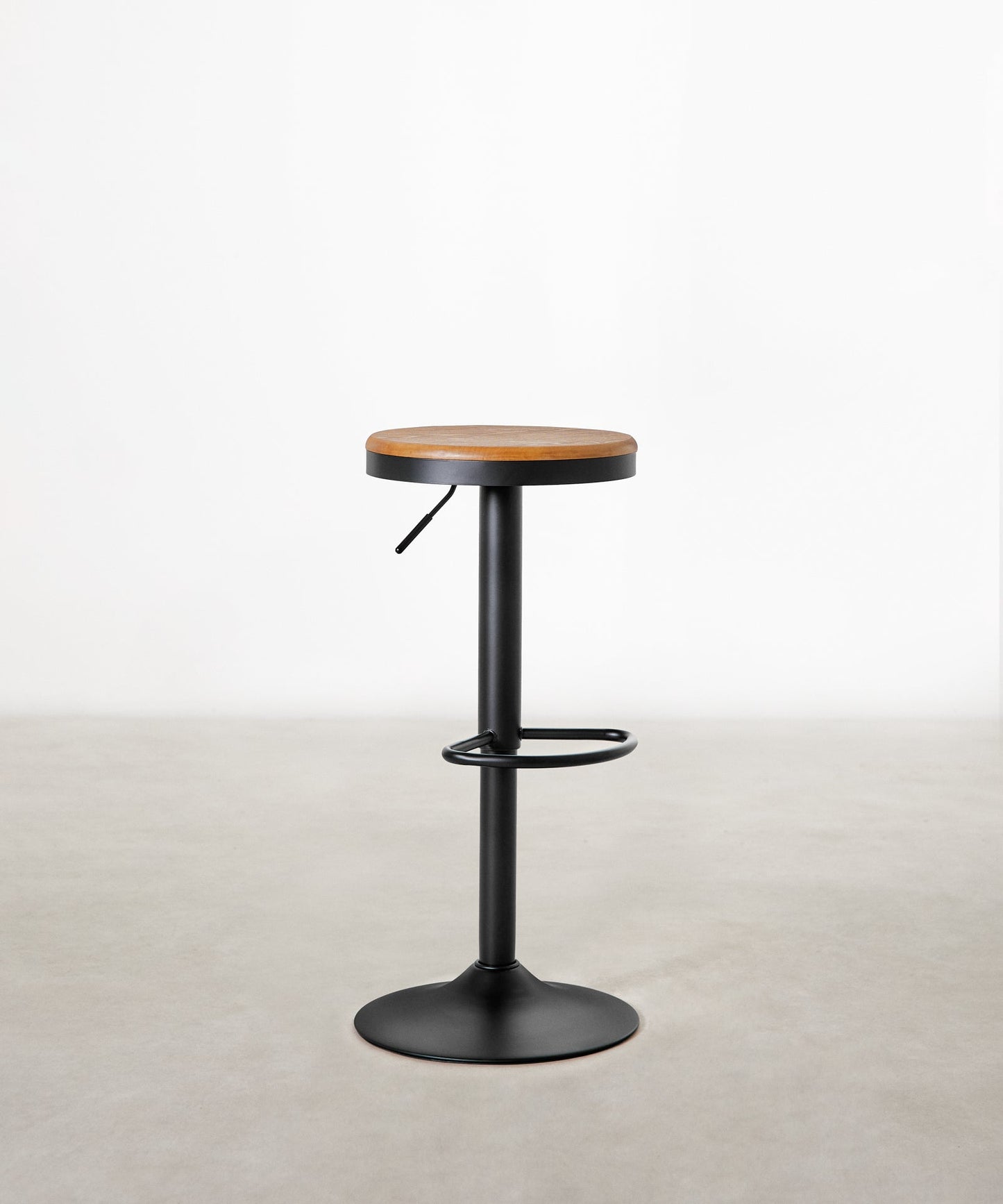 55531152179586 Taburete Alto Regulable en Acero Beige y Madera Nora Taburetes Northdeco