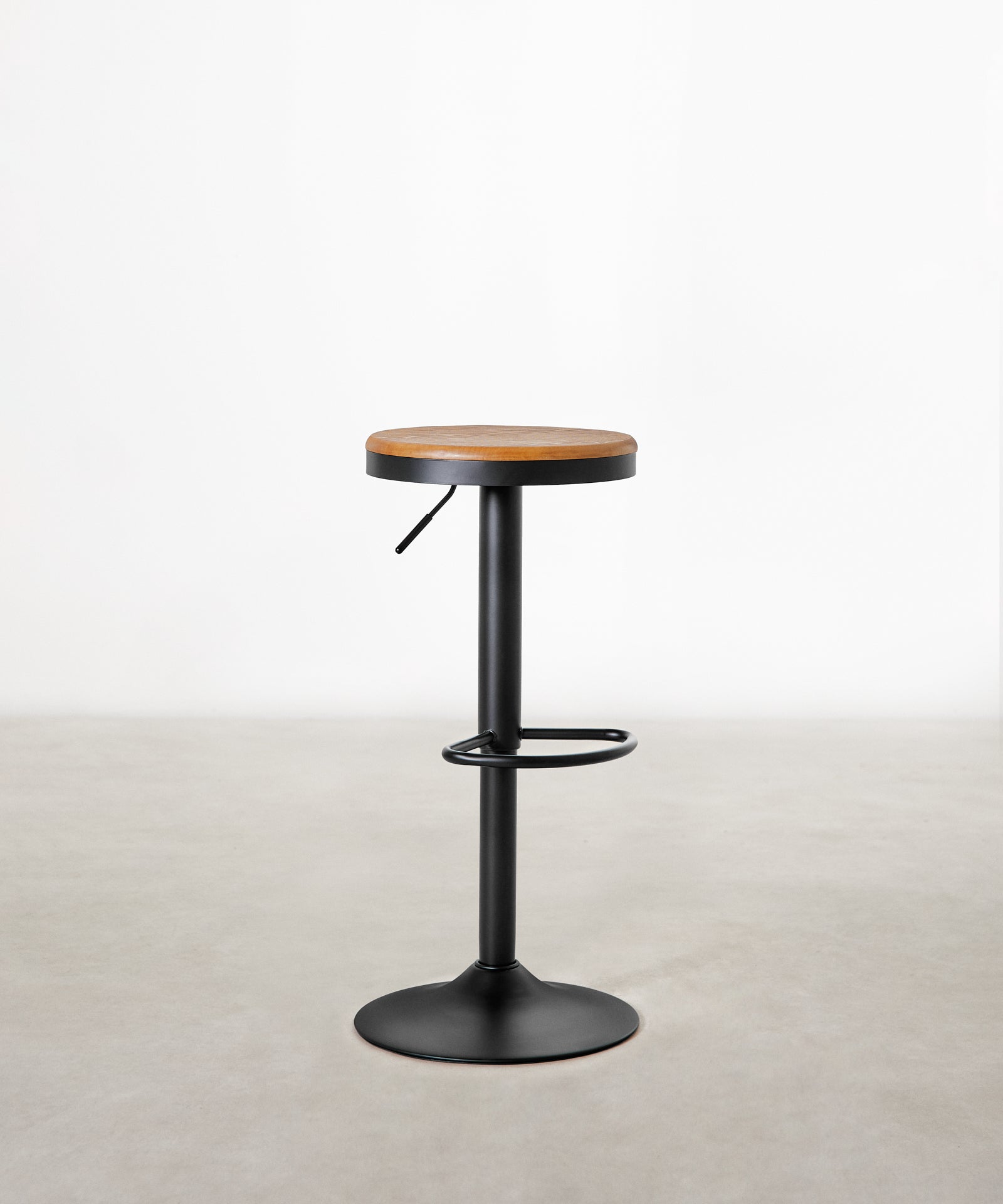 55531152179586 Taburete Alto Regulable en Acero Beige y Madera Nora Taburetes Northdeco