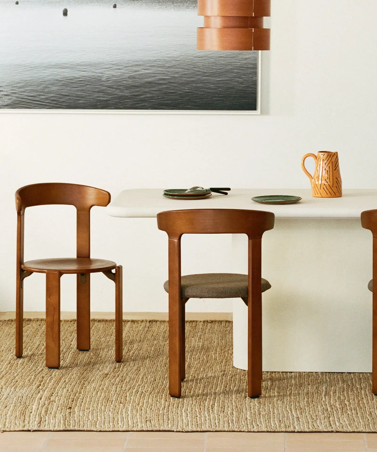 56687045017986 Silla de Comedor en Madera Tapizada Grim Sillas de Madera Northdeco