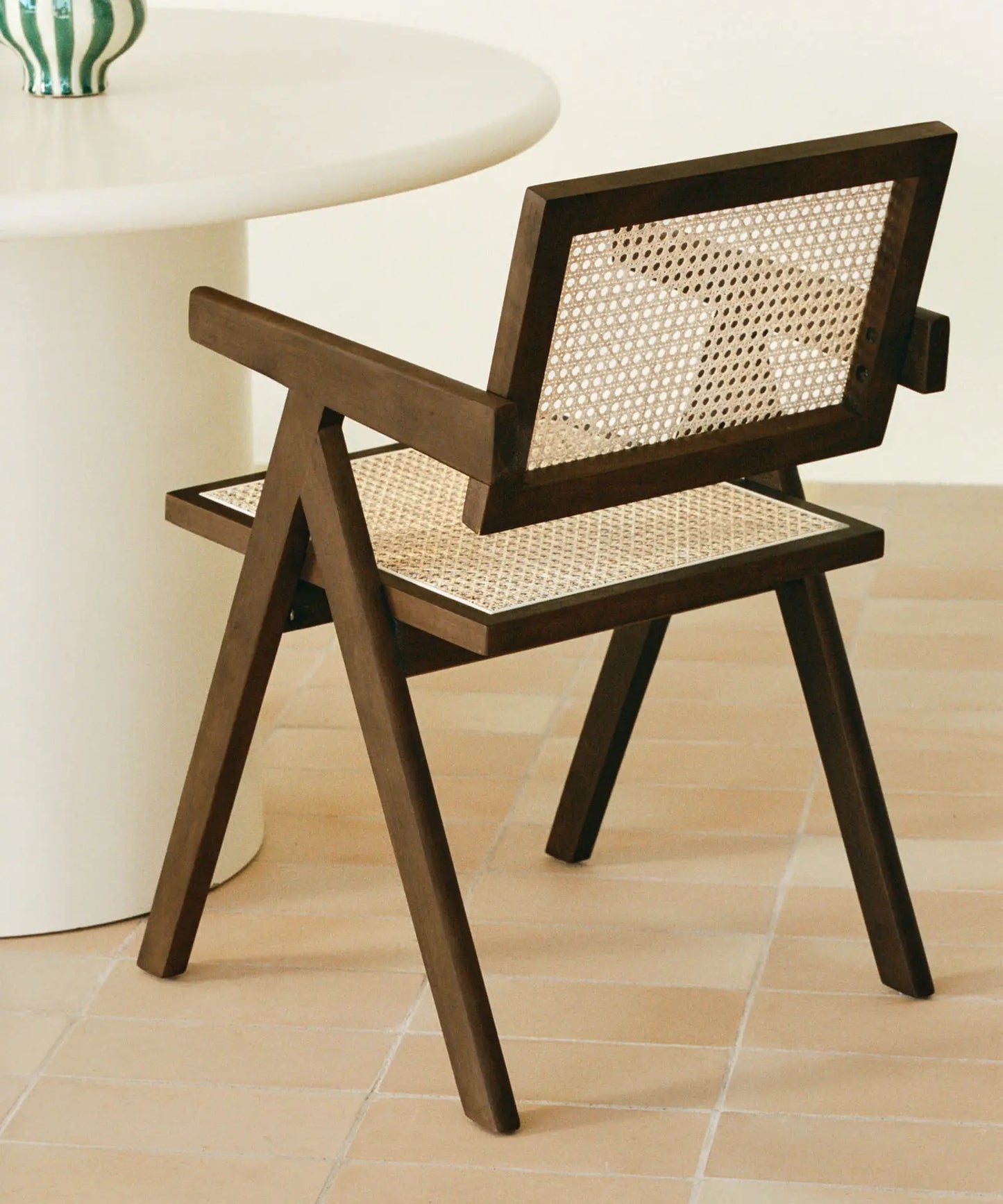 46640546054481 Silla de Comedor en Madera y Ratán con Reposabrazos Chiara Arms Sillas de Madera Northdeco