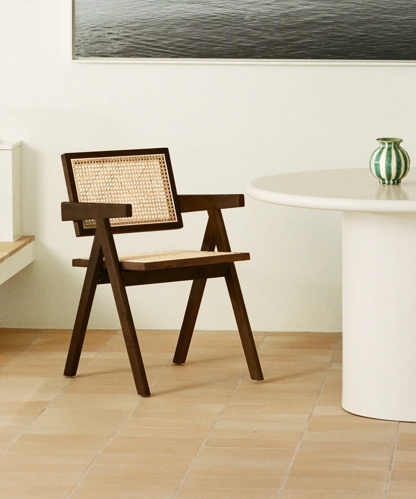 46640546054481 Silla de Comedor en Madera y Ratán con Reposabrazos Chiara Arms Sillas de Madera Northdeco