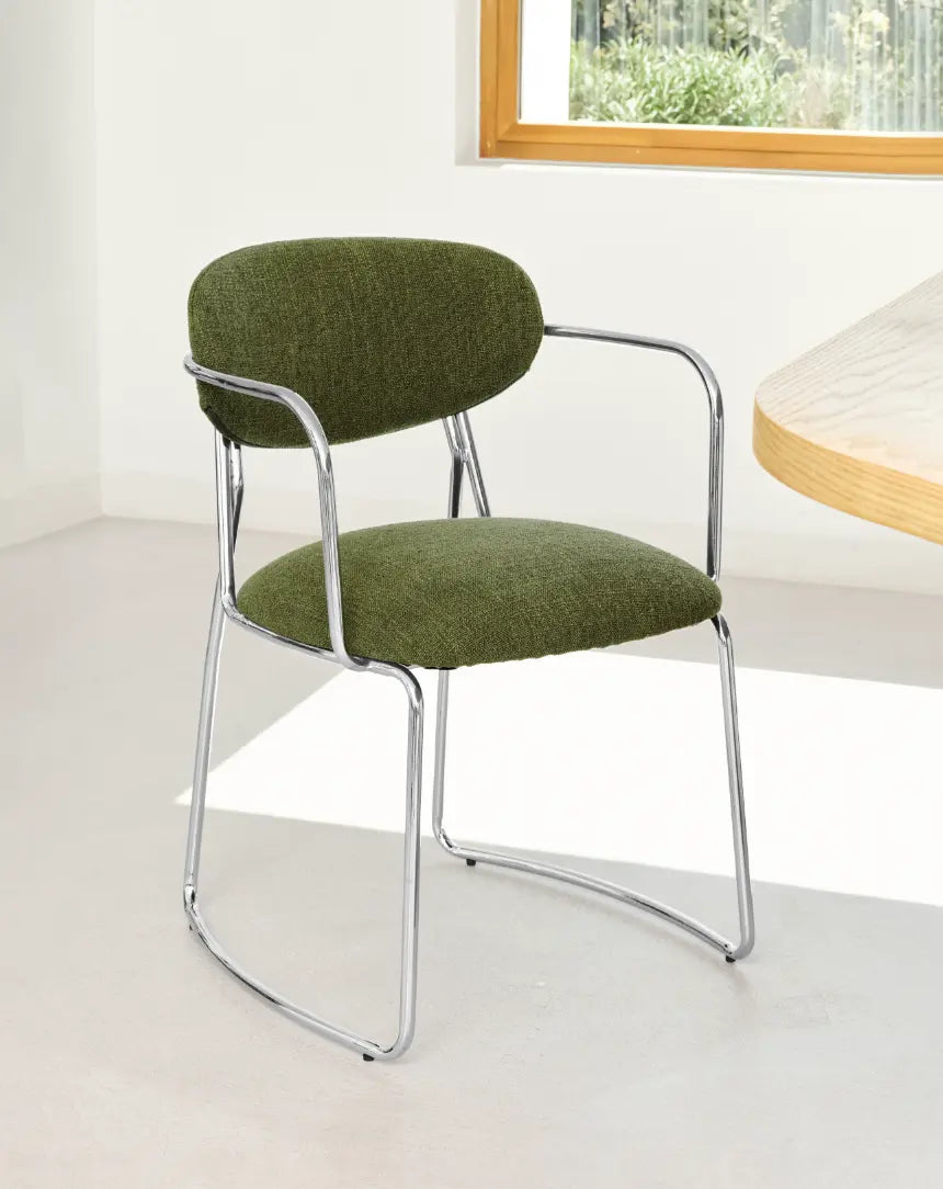 56625826496898 Silla de Comedor de Tela y Metal con Reposabrazos Moritz Arms Sillas tapizadas Northdeco