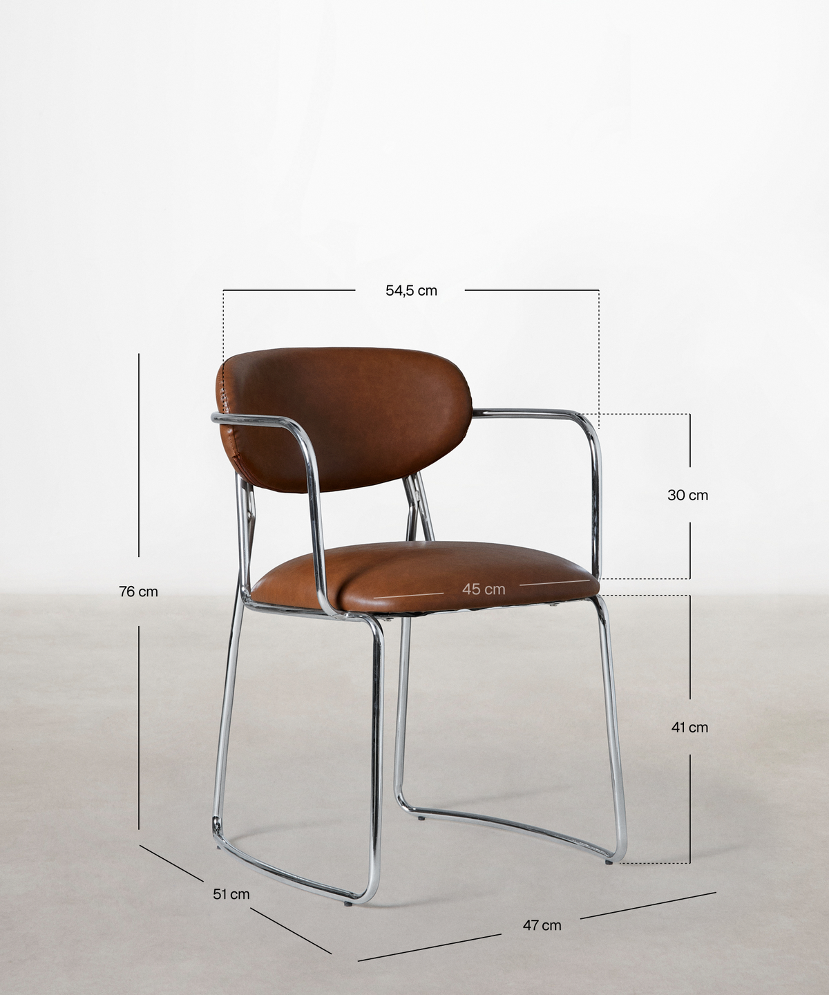 Esszimmerstuhl aus Kunstleder und Metall mit Armlehnen Moritz – Northdeco