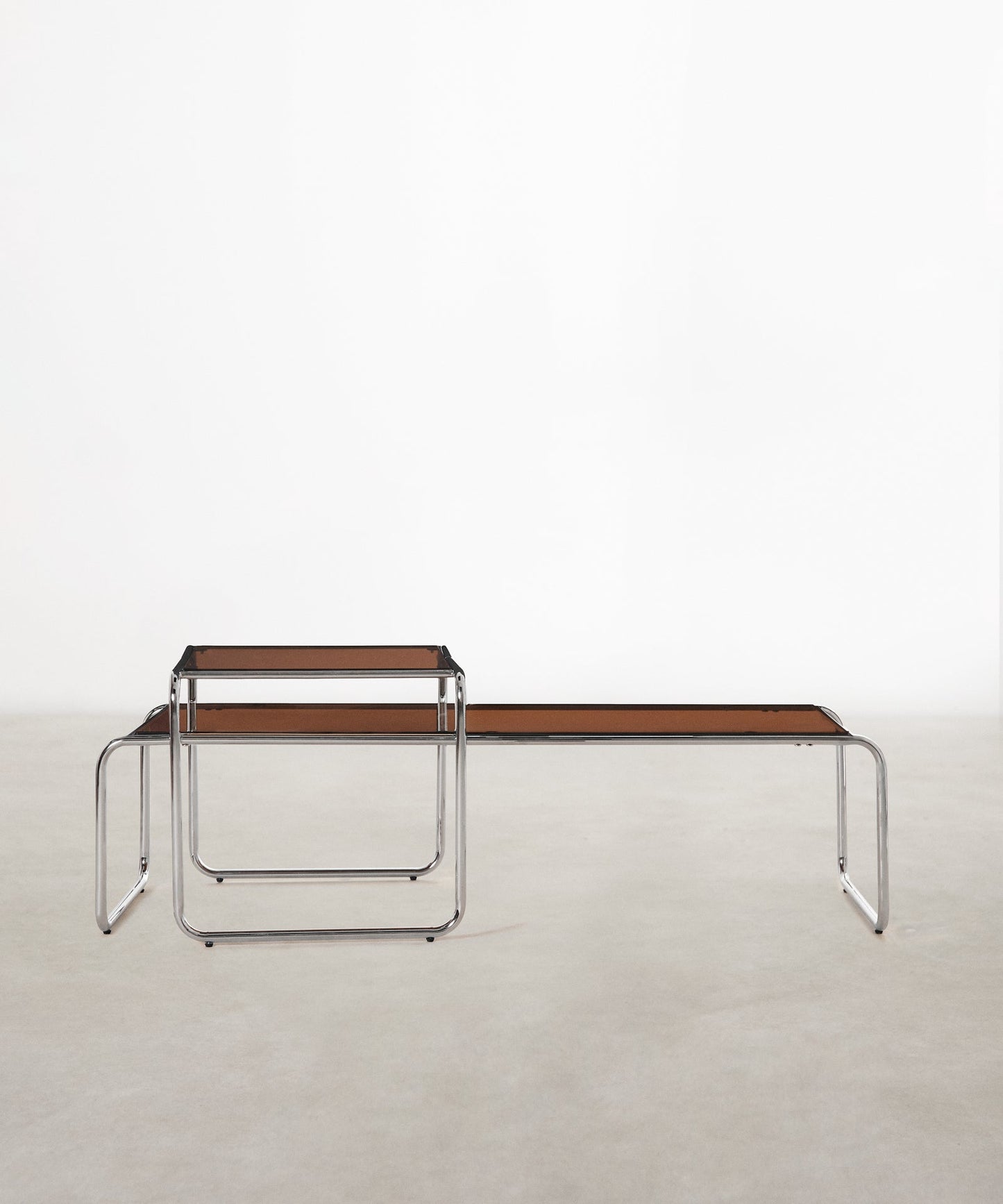 55253246312834 Mesas de Centro en Acero y Cristal Templado Lesvos Mesas Auxiliares Northdeco