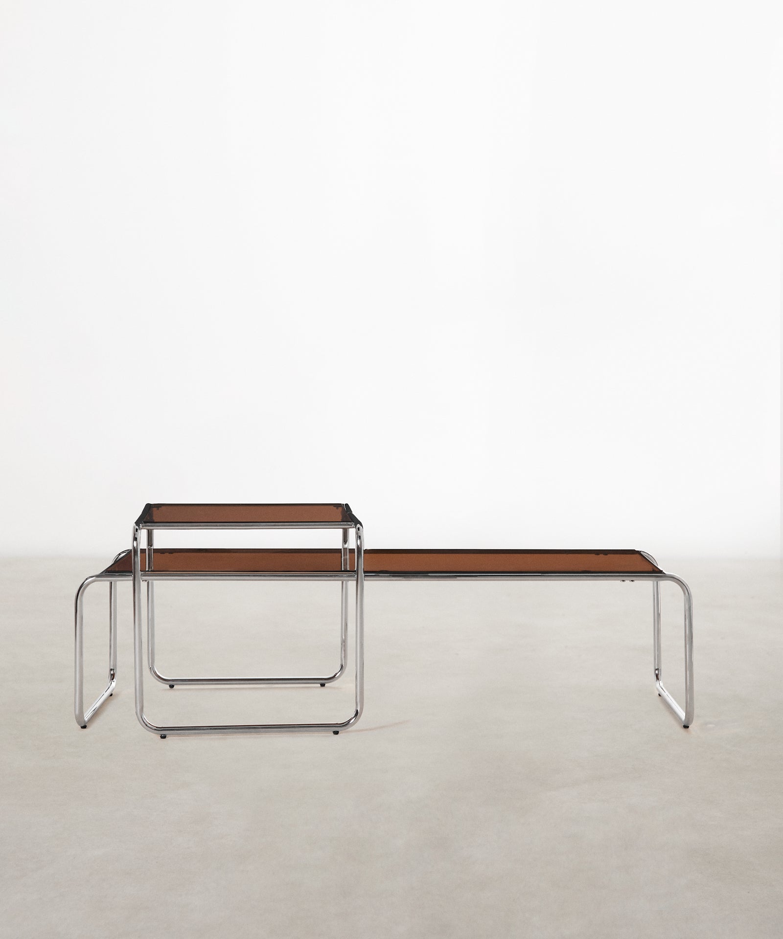 55253246312834 Mesas de Centro en Acero y Cristal Templado Lesvos Mesas Auxiliares Northdeco