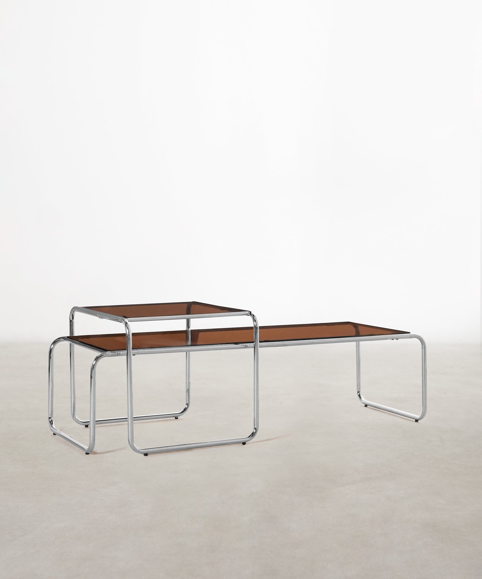 55253246312834 Mesas de Centro en Acero y Cristal Templado Lesvos Mesas Auxiliares Northdeco