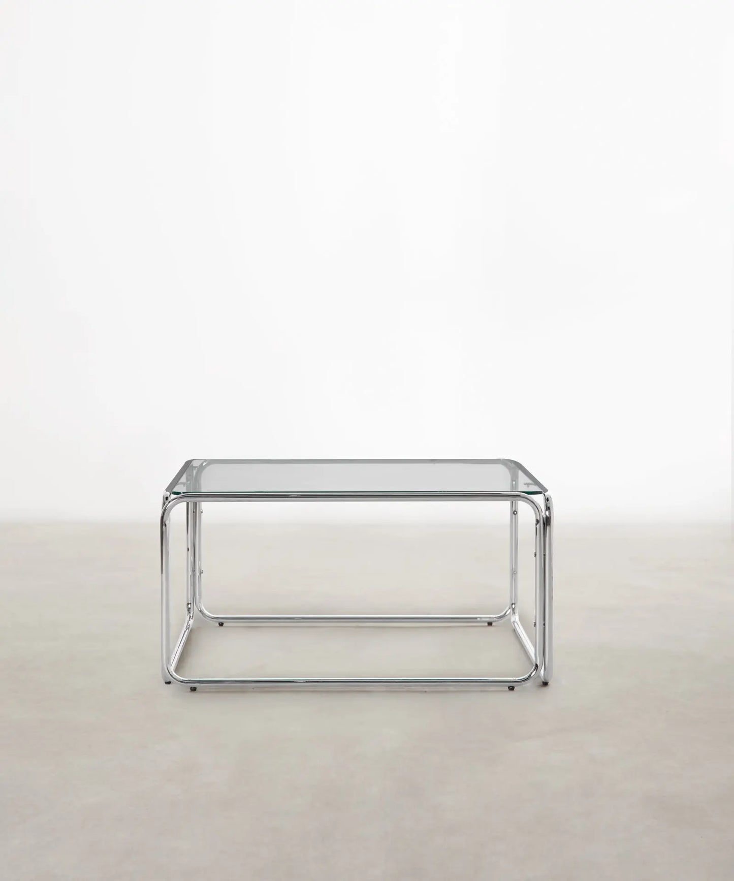 55253603549570 Mesa de Centro Cuadrada de Metal y Cristal Templado Cos (80x80cm) Mesas de Centro Northdeco