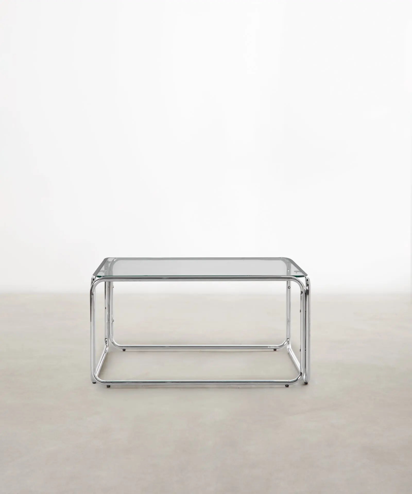 55253603549570 Mesa de Centro Cuadrada de Metal y Cristal Templado Cos (80x80cm) Mesas de Centro Northdeco