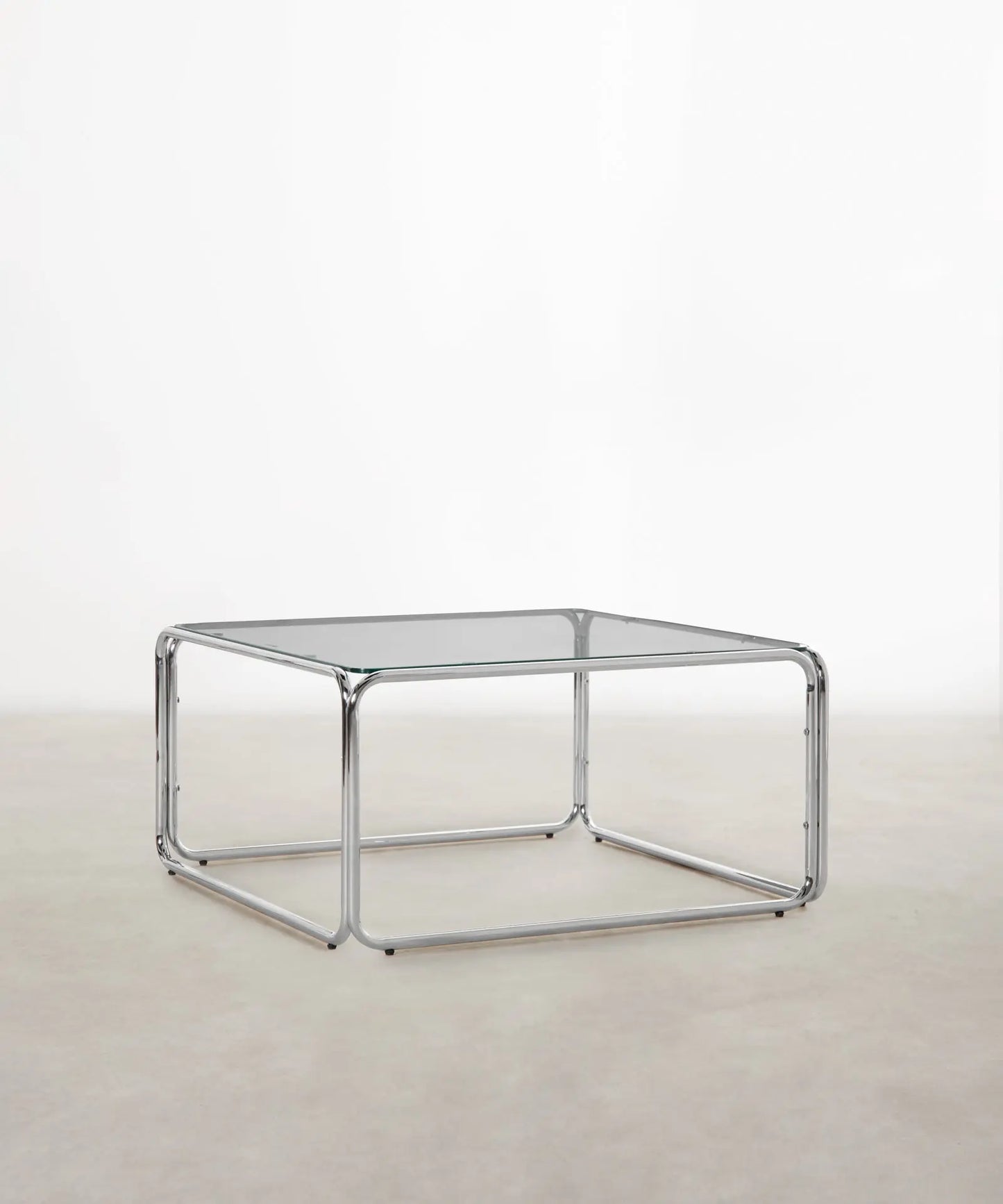 55253603549570 Mesa de Centro Cuadrada de Metal y Cristal Templado Cos (80x80cm) Mesas de Centro Northdeco