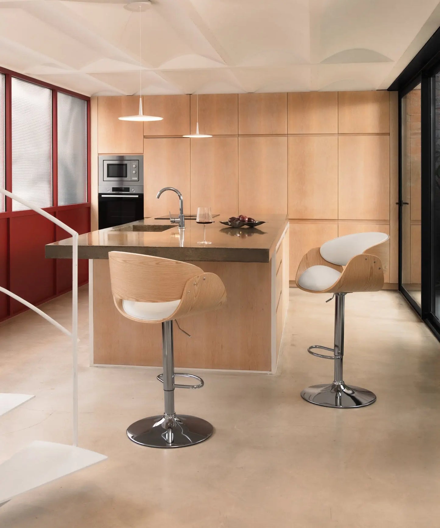 42036561739955 Taburete de Madera y Polipiel Regulable Debbie Taburetes Northdeco