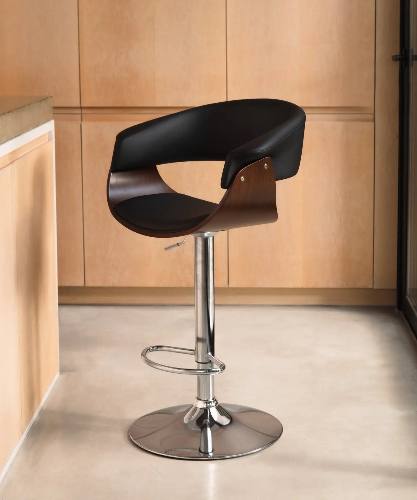 42037005058227 Taburete de Madera y Polipiel Regulable Beckett Taburetes Northdeco