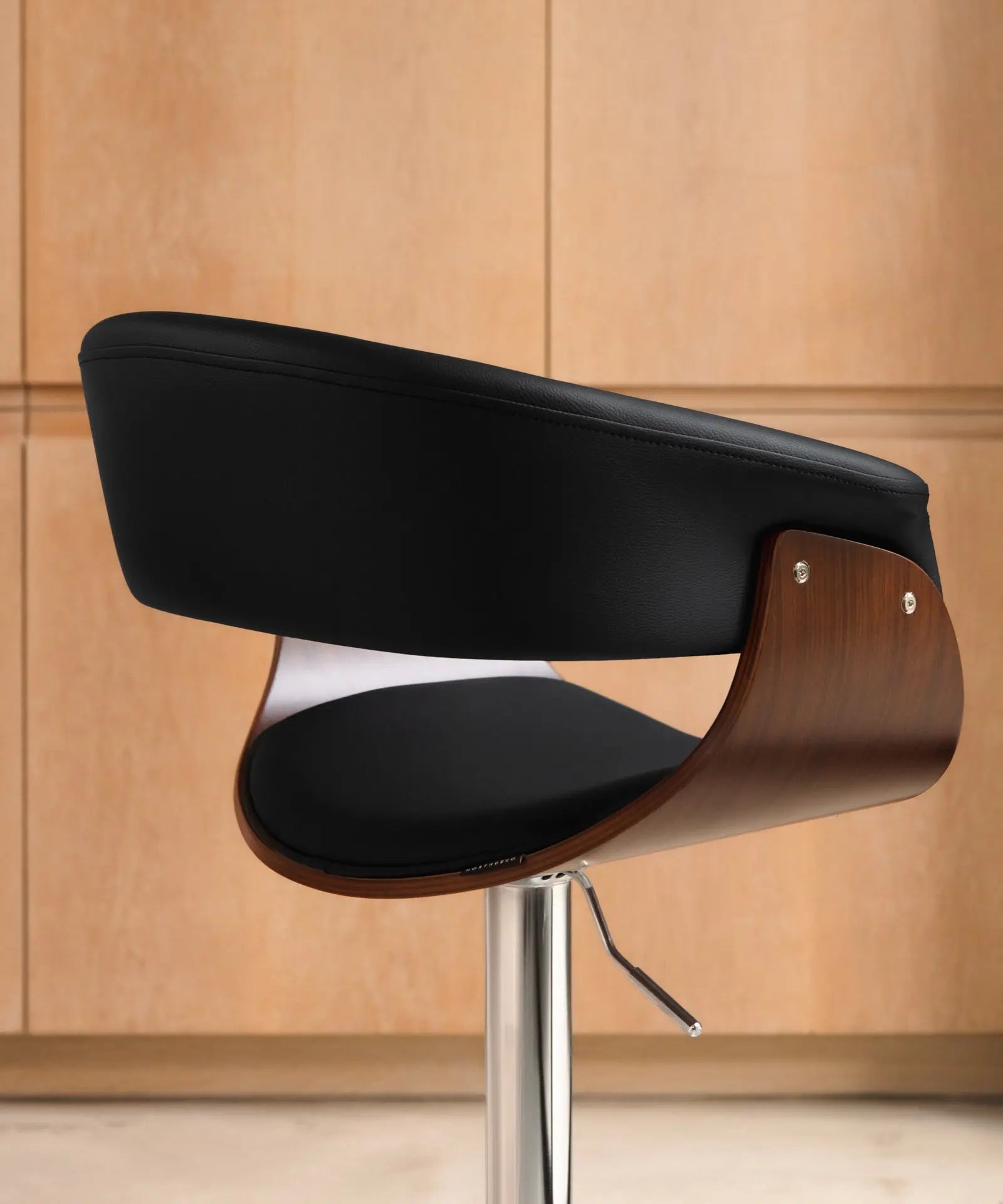 42037005058227 Taburete de Madera y Polipiel Regulable Beckett Taburetes Northdeco