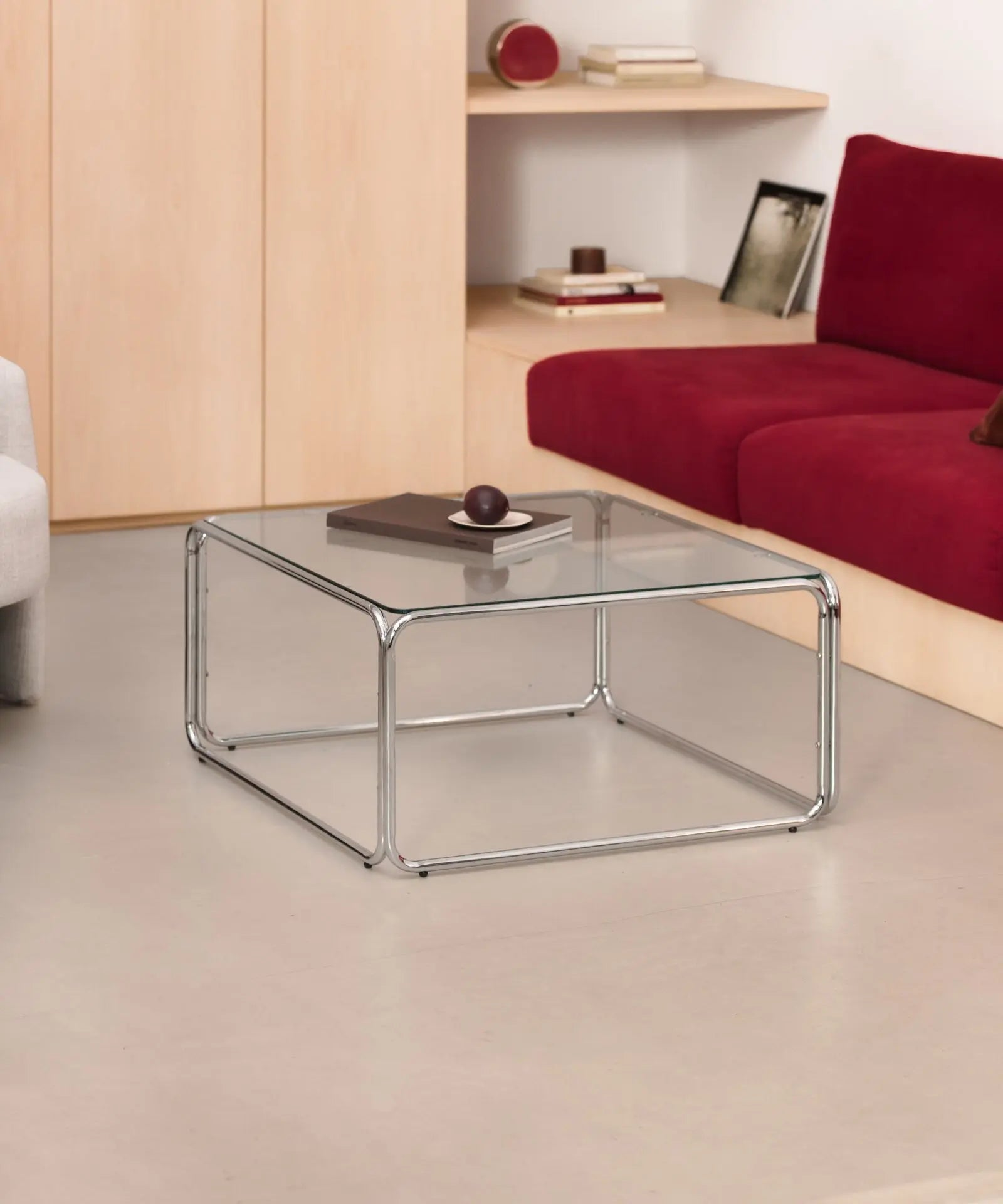 55253603549570 Mesa de Centro Cuadrada de Metal y Cristal Templado Cos (80x80cm) Mesas de Centro Northdeco