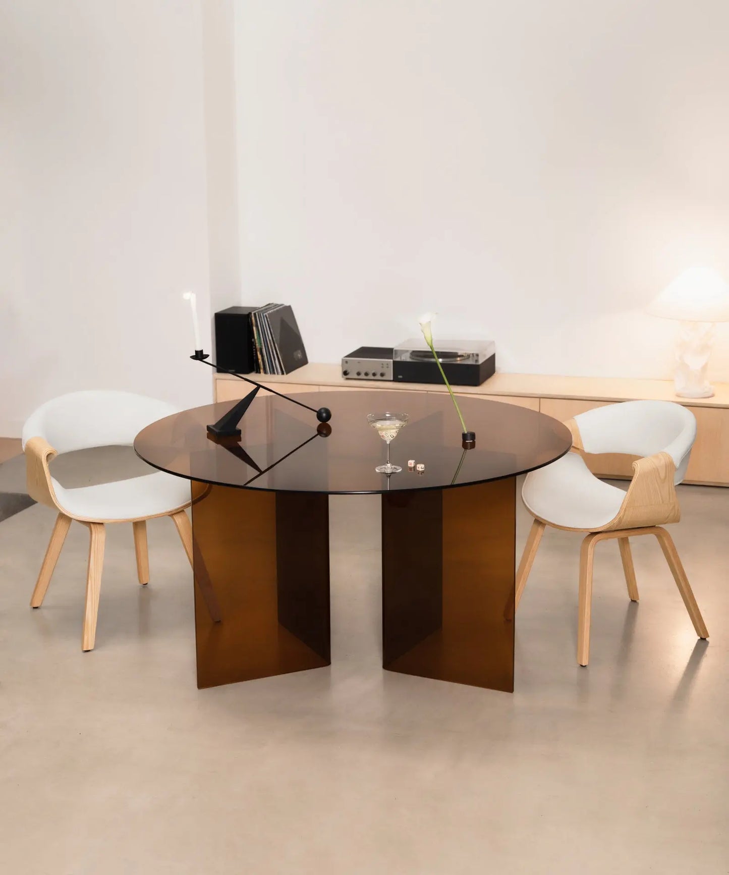 48462090371409 Mesa de Comedor Redonda de Cristal Templado Ona 137 cm Mesas de Cristal Northdeco