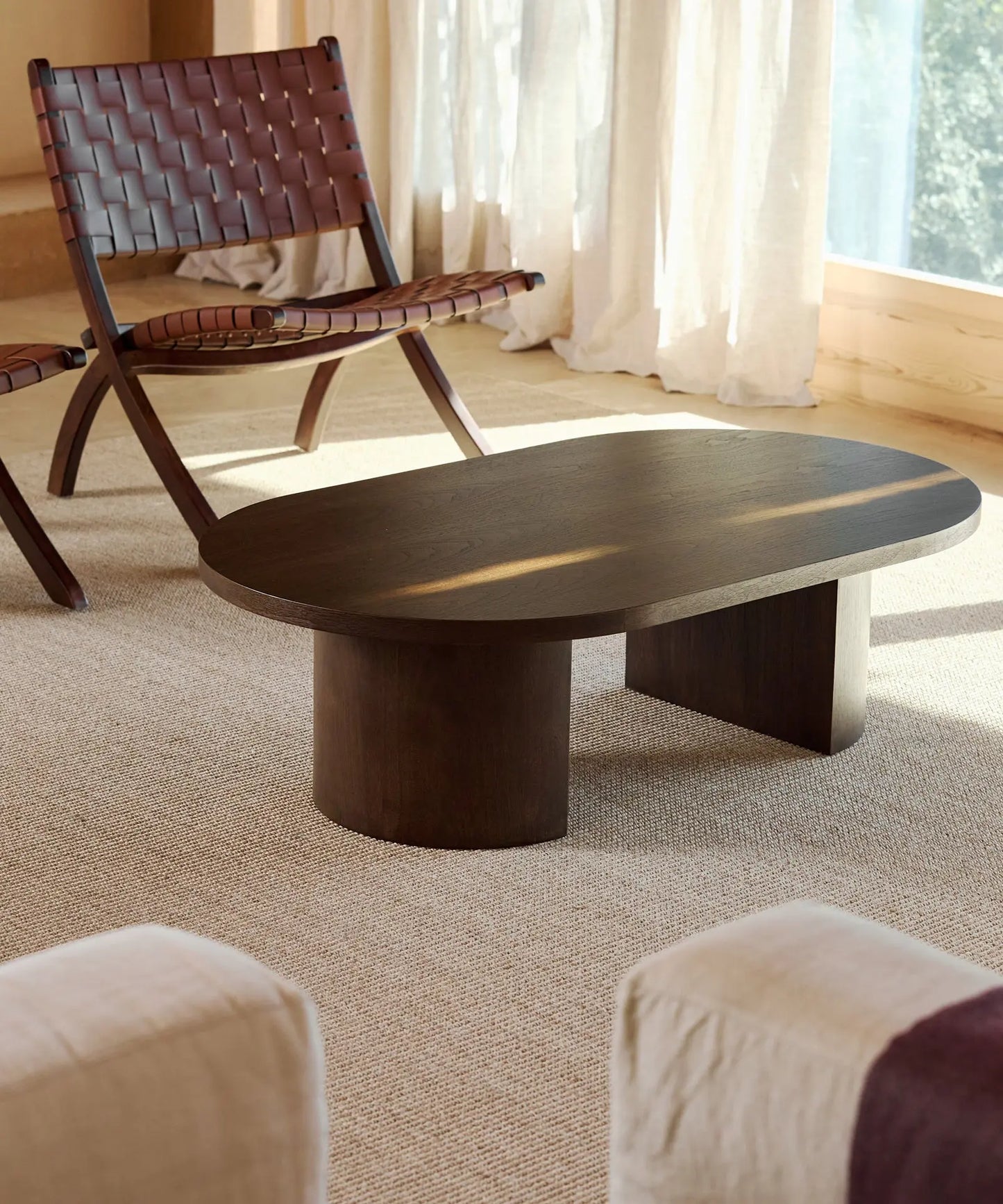 55061913076098 Mesa de Centro Ovalada en Madera Lily (120 cm) Mesas de Madera Northdeco