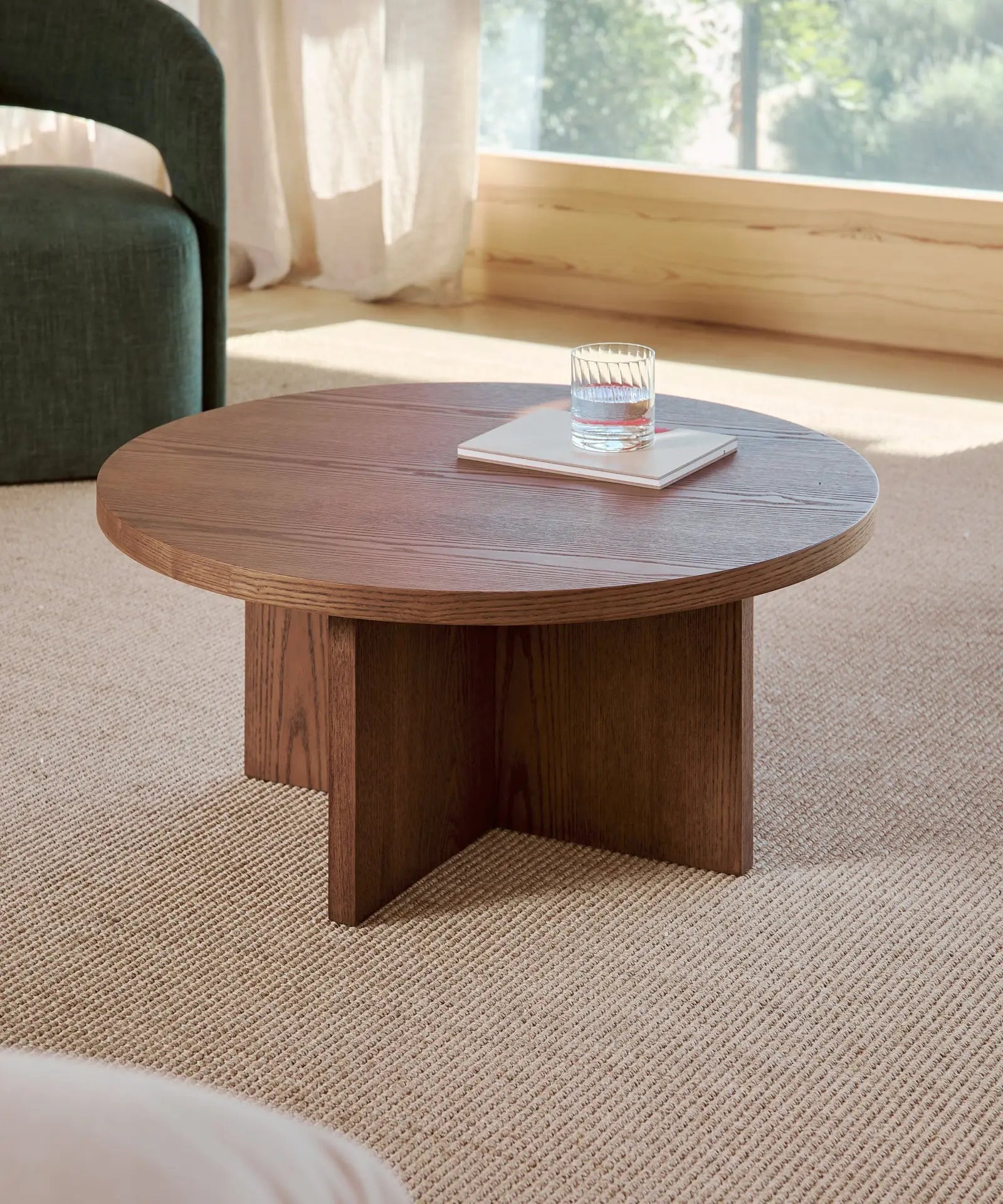 55498534617474 Mesa de Centro Redonda en Madera Takaya (80 cm) Mesas de Madera Northdeco