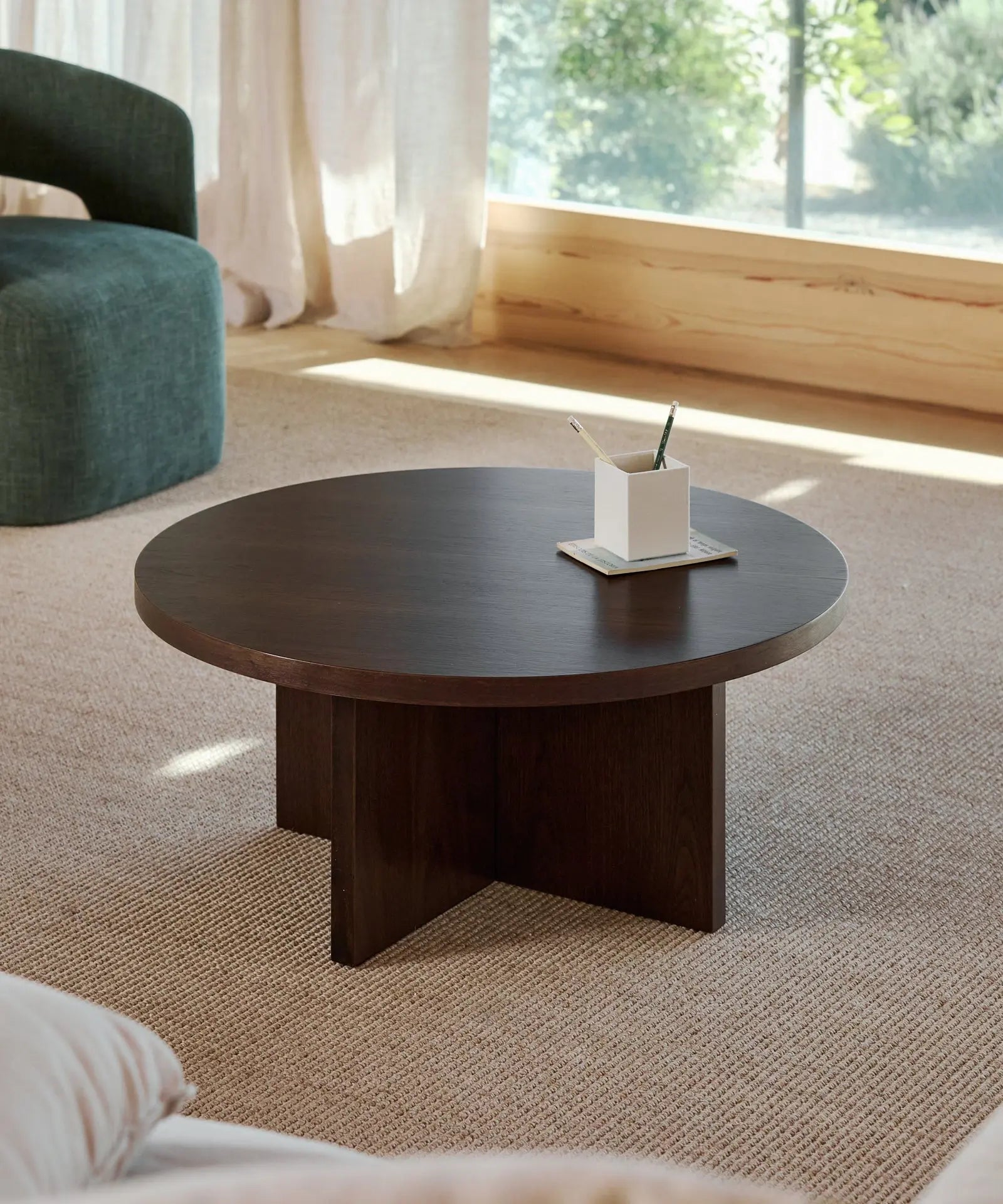 54935163470210 Mesa de Centro Redonda en Madera Takaya (80 cm) Mesas de Madera Northdeco