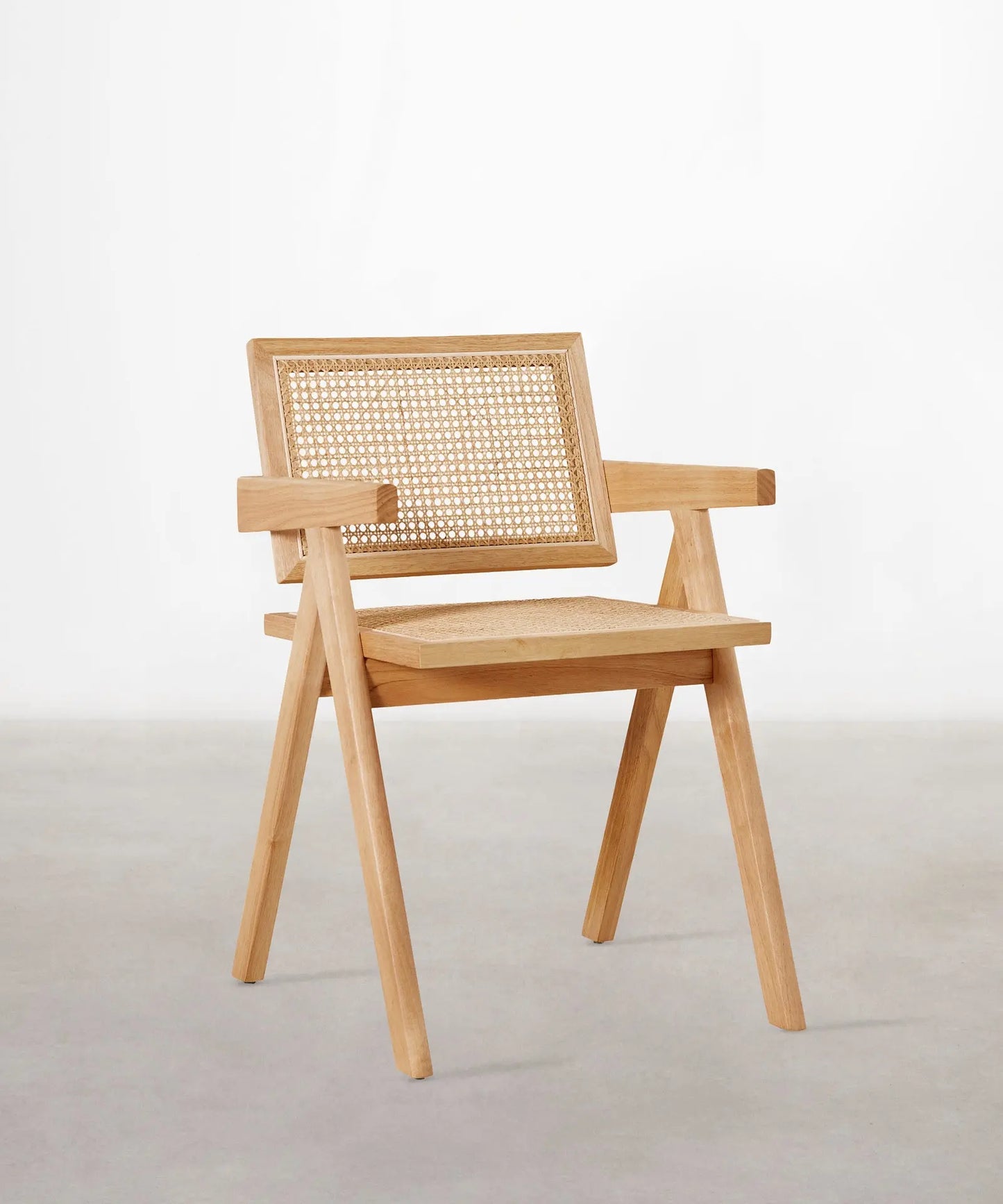 46640545988945 Silla de Comedor en Madera y Ratán con Reposabrazos Chiara Arms Sillas de Madera Northdeco