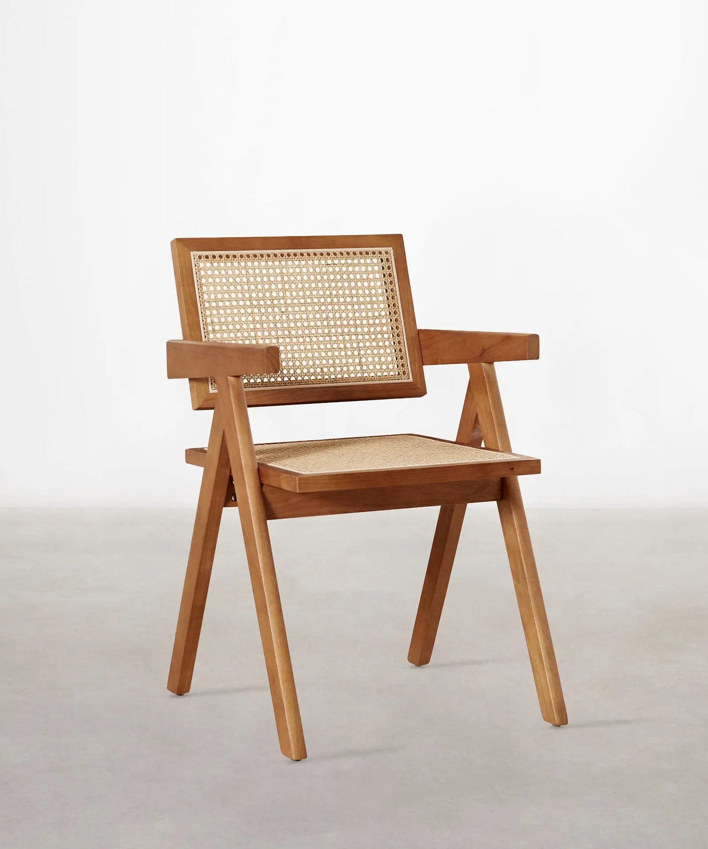 46640546021713 Silla de Comedor en Madera y Ratán con Reposabrazos Chiara Arms Sillas de Madera Northdeco