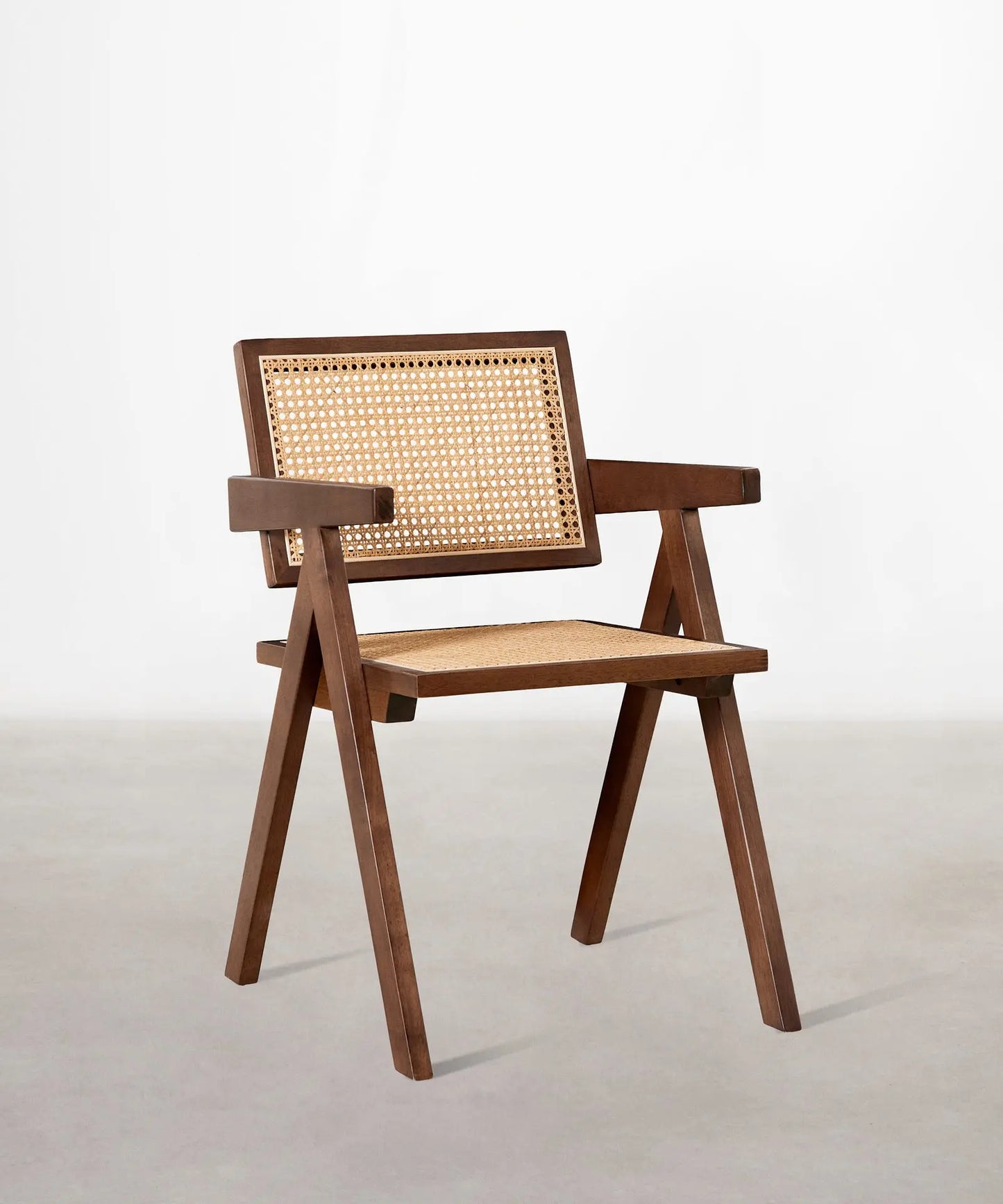 46640546054481 Silla de Comedor en Madera y Ratán con Reposabrazos Chiara Arms Sillas de Madera Northdeco