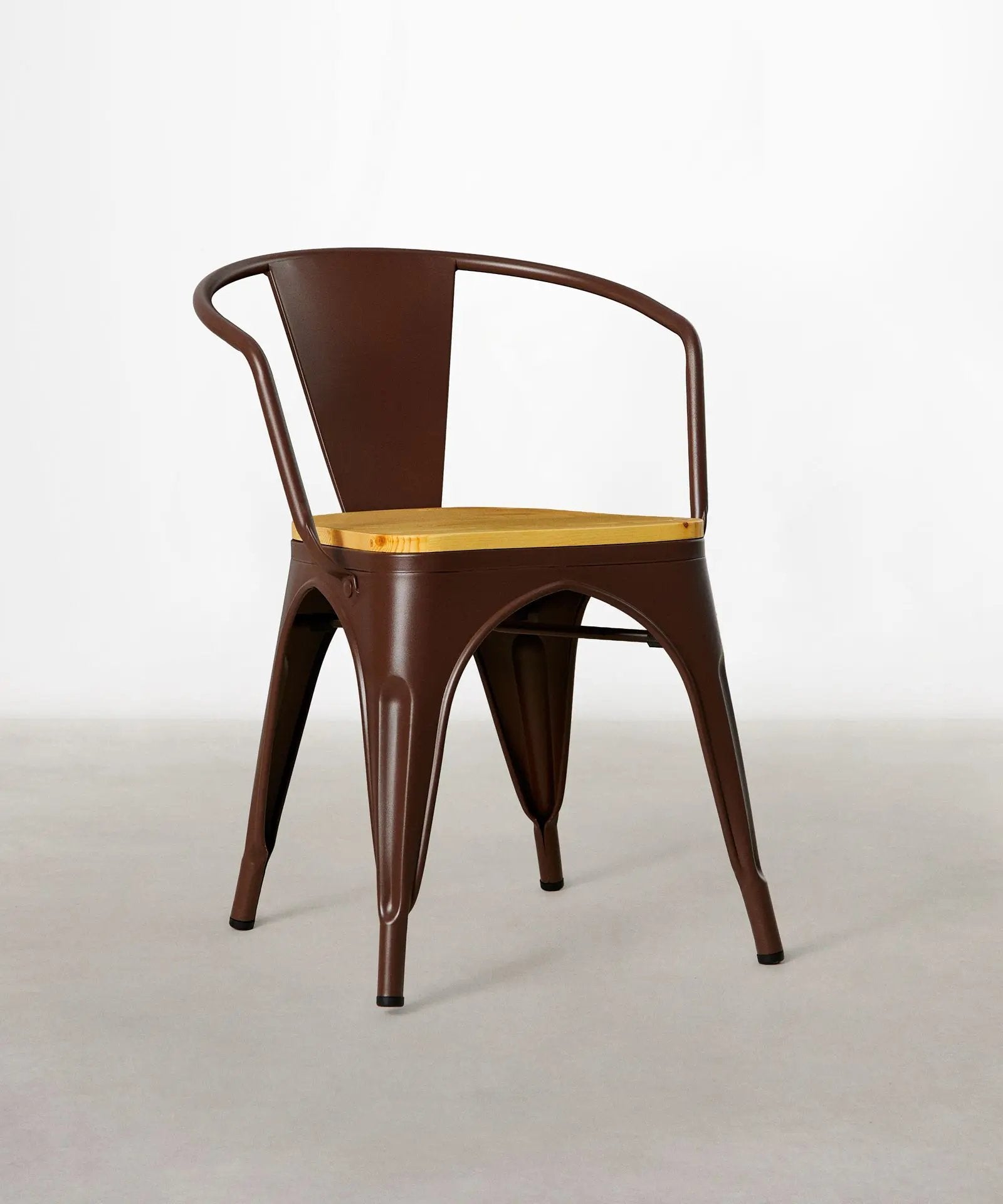 55815409762690 Silla de Comedor de Metal y Madera Tolik Wood Sillas Metálicas Northdeco Marrón