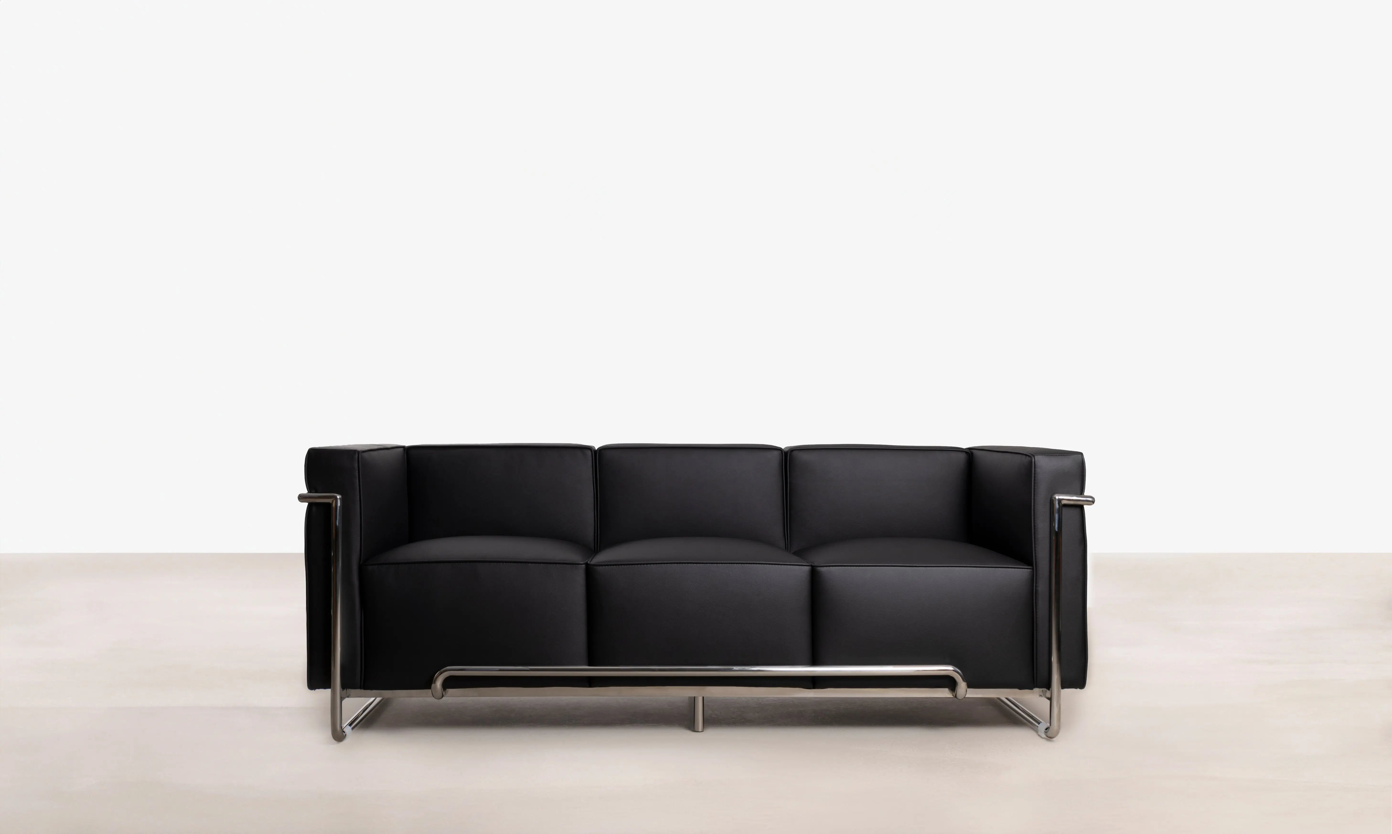 CAVADORE Bansa Divano A 2 Posti In Pelle, Imbottito, Dimensioni 148x94x95 Cm, Nero, Con Piedi In Legno