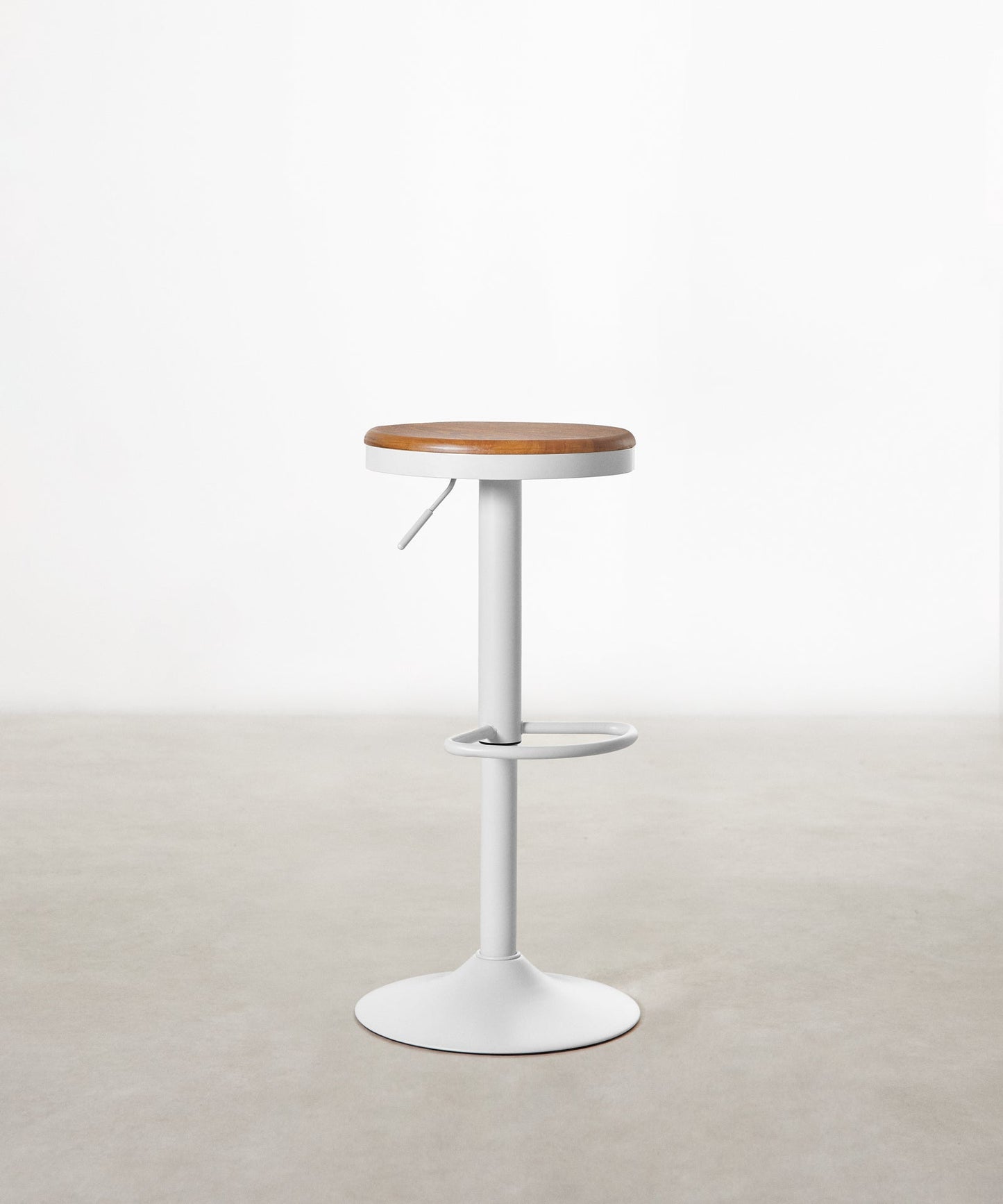 55531152310658 Taburete Alto Regulable en Acero Beige y Madera Nora Taburetes Northdeco