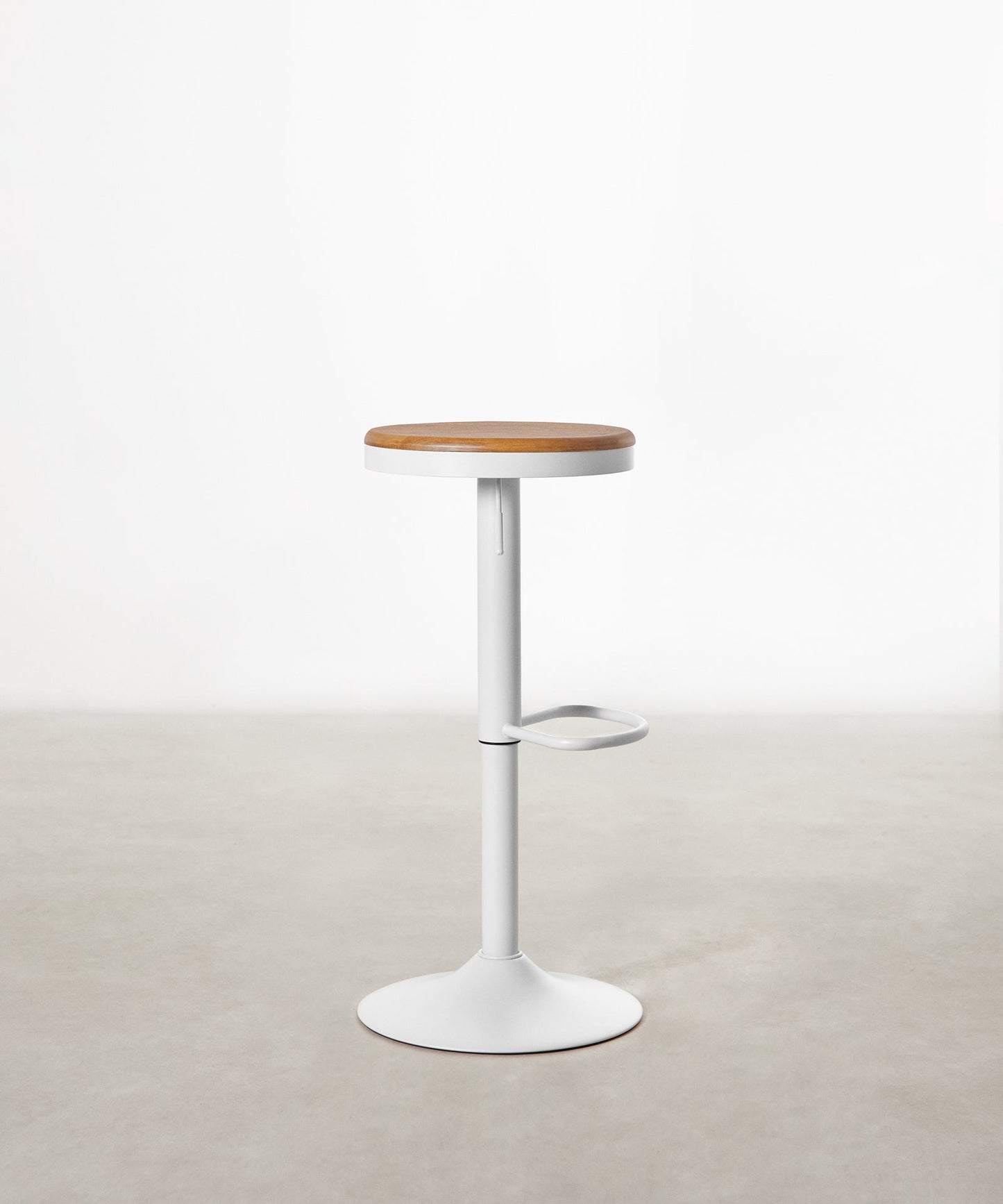 55531152310658 Taburete Alto Regulable en Acero Beige y Madera Nora Taburetes Northdeco