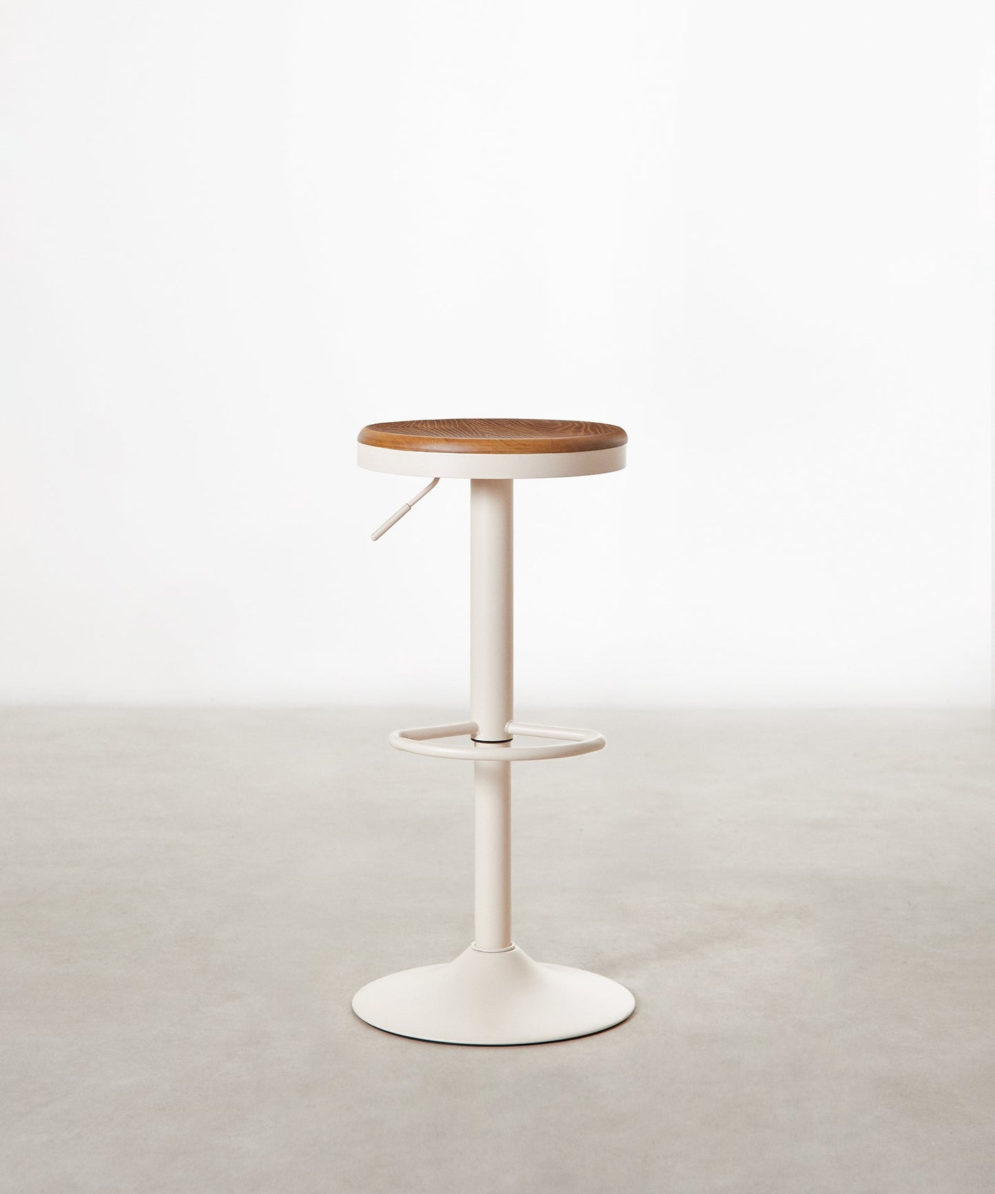 55531166040450 Taburete Alto Regulable en Acero Beige y Madera Nora Taburetes Northdeco