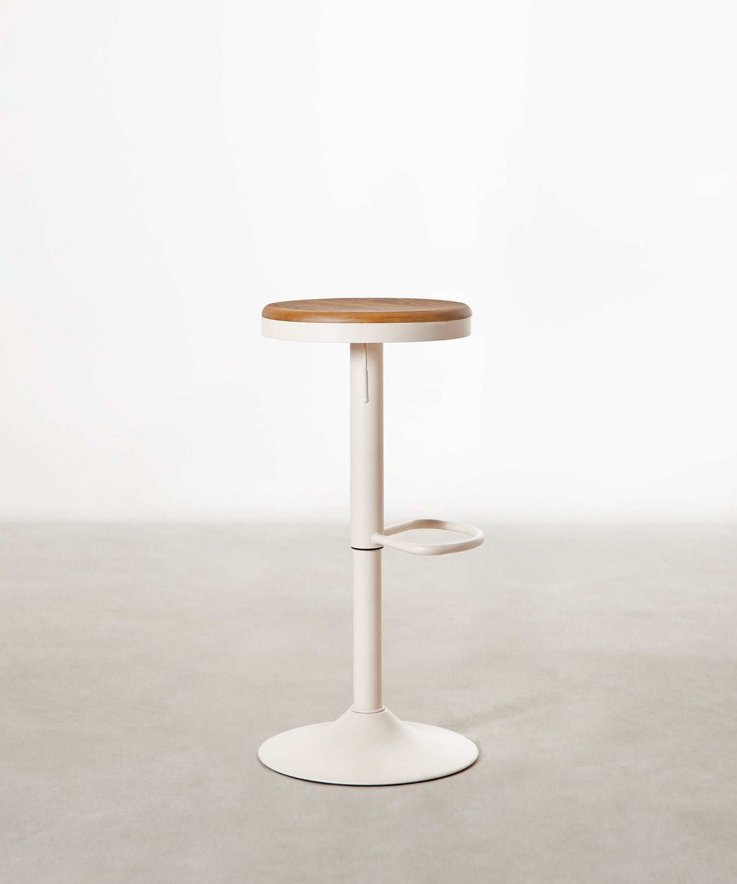 55531166040450 Taburete Alto Regulable en Acero Beige y Madera Nora Taburetes Northdeco