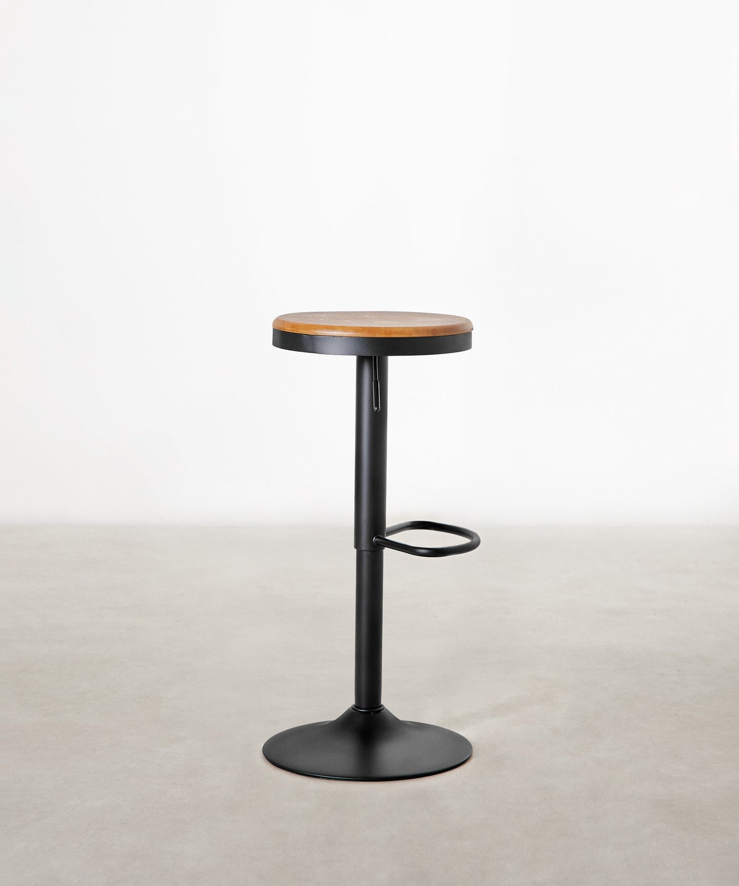 55531152179586 Taburete Alto Regulable en Acero Beige y Madera Nora Taburetes Northdeco