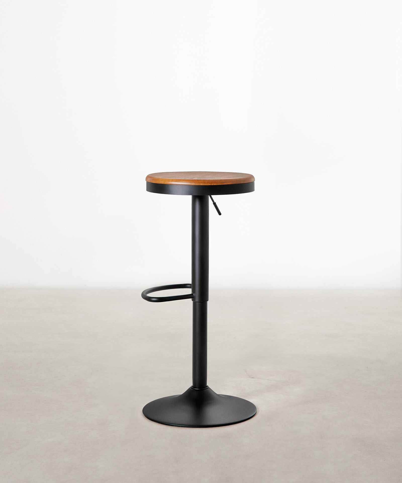 55531152179586 Taburete Alto Regulable en Acero Beige y Madera Nora Taburetes Northdeco