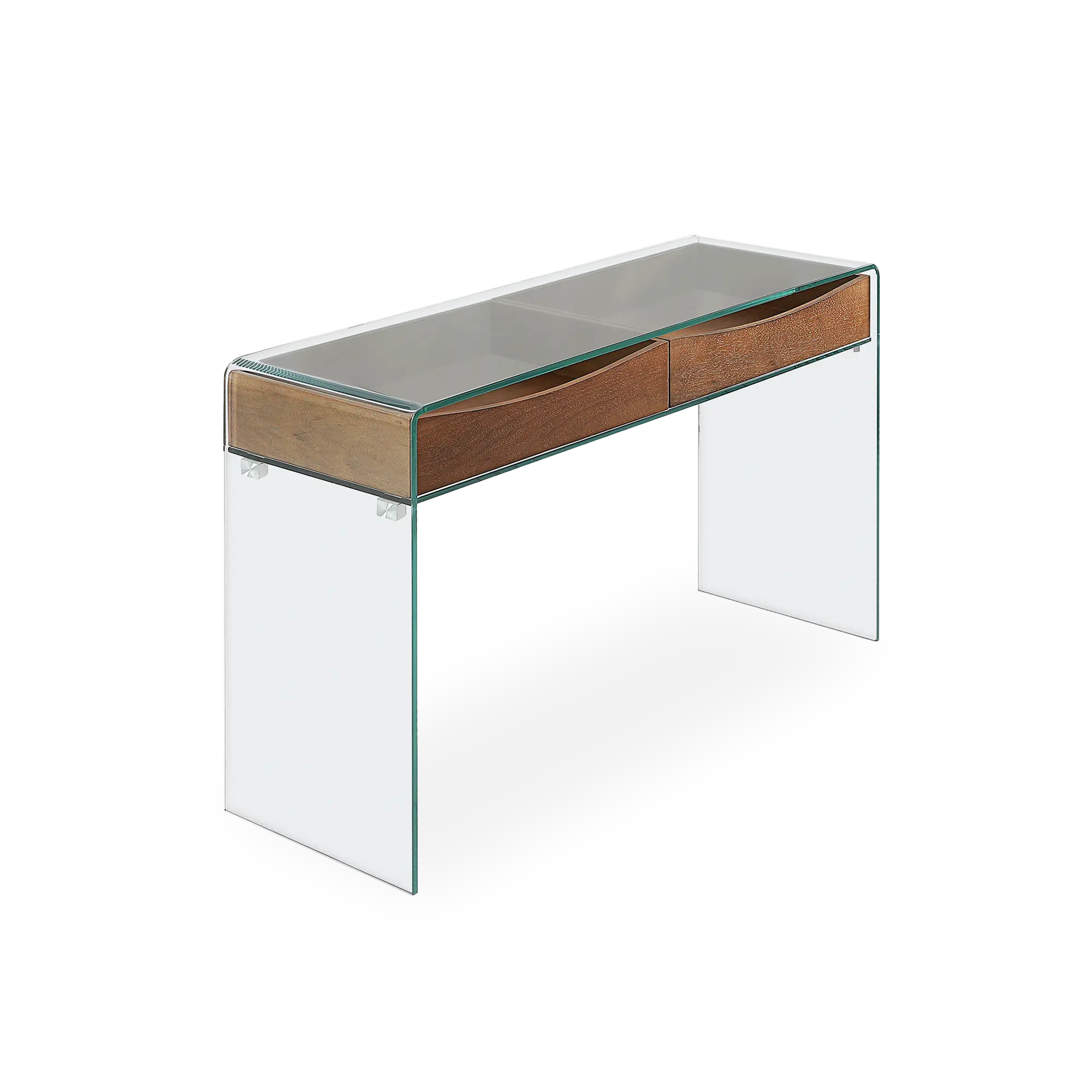 Consola Cristal Curvado Y Madera Nogal Kent Northdeco consola-cristal-curvado-y-madera-nogal-kent-northdeco